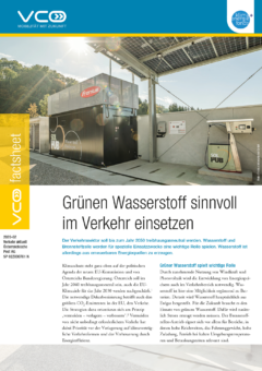 Titelblatt mit Text und einem Foto einer Wasserstofftankstelle.