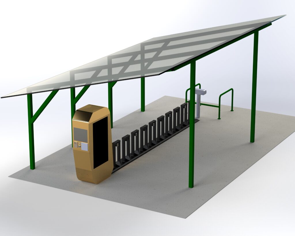 Ladestation Einspurige E-Fahrzeuge, Sonnendach mit PV Modulen