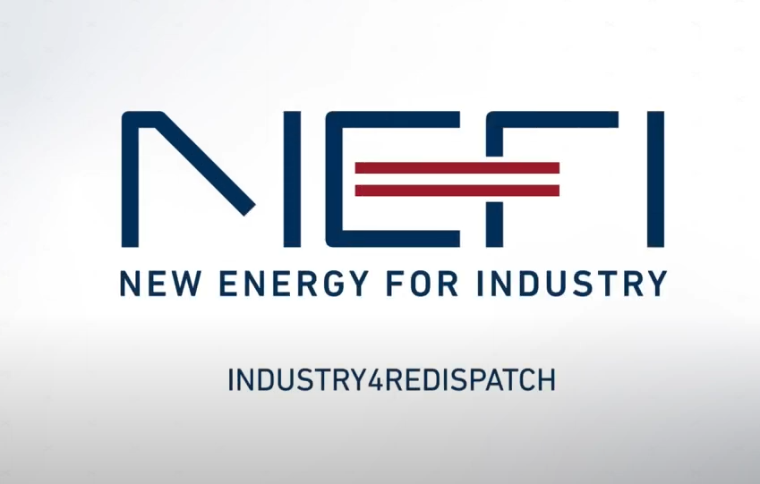 Vorschaubild für Videolink. Text auf weißem Grund. NEFI - New energy for industry Industry4Redispatch