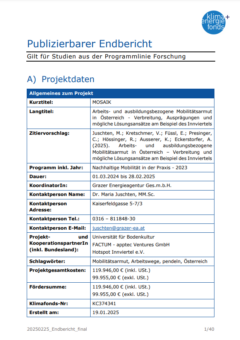 Startseite Endbericht, Projektinformationen